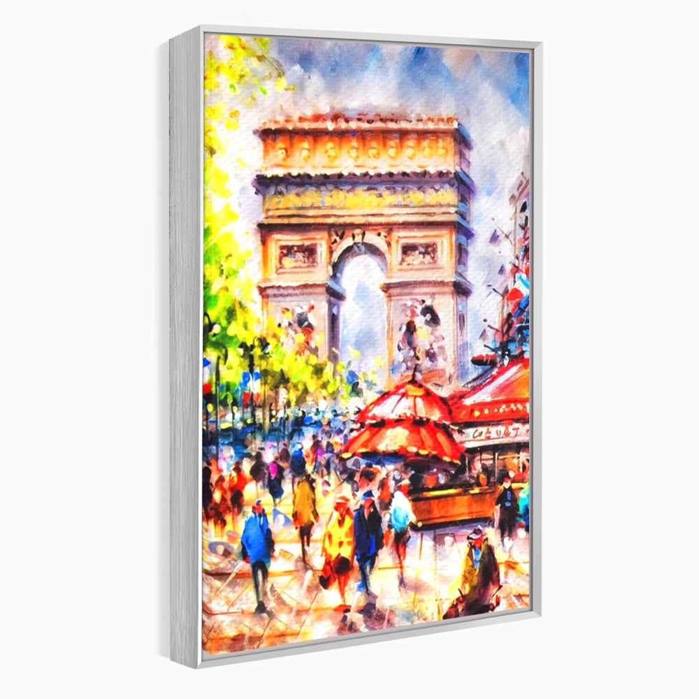 Tablou canvas cu tablou canvas cu arcul de triumf, in rama de aluminiu argintiu